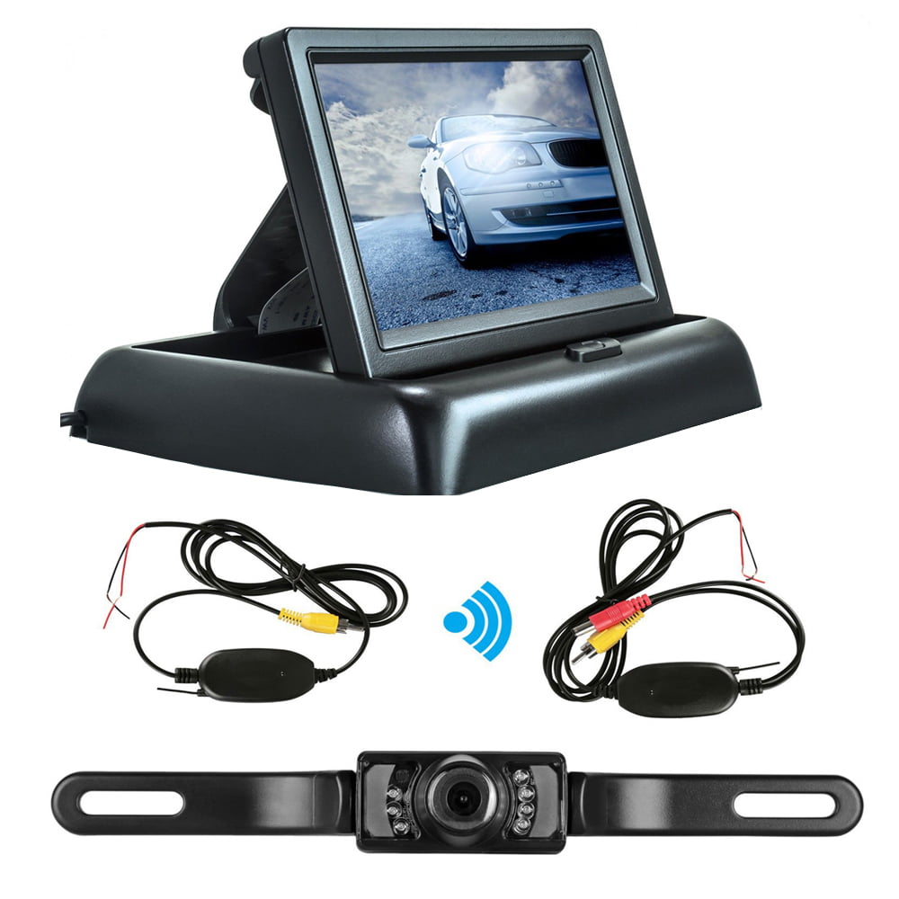 4.3 Inch Mini Car Parking KIT Rear View Camera Monitor Foldable Dashboard Mount 