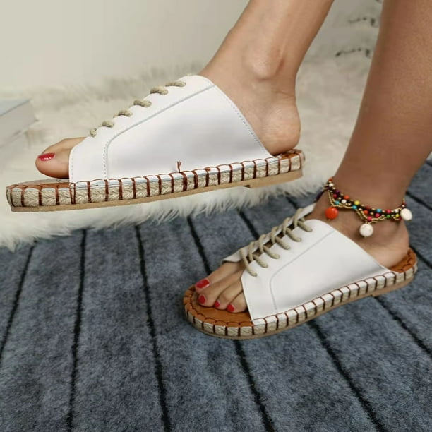 Sandalias planas con punta abierta para mujer, sandalias cómodas