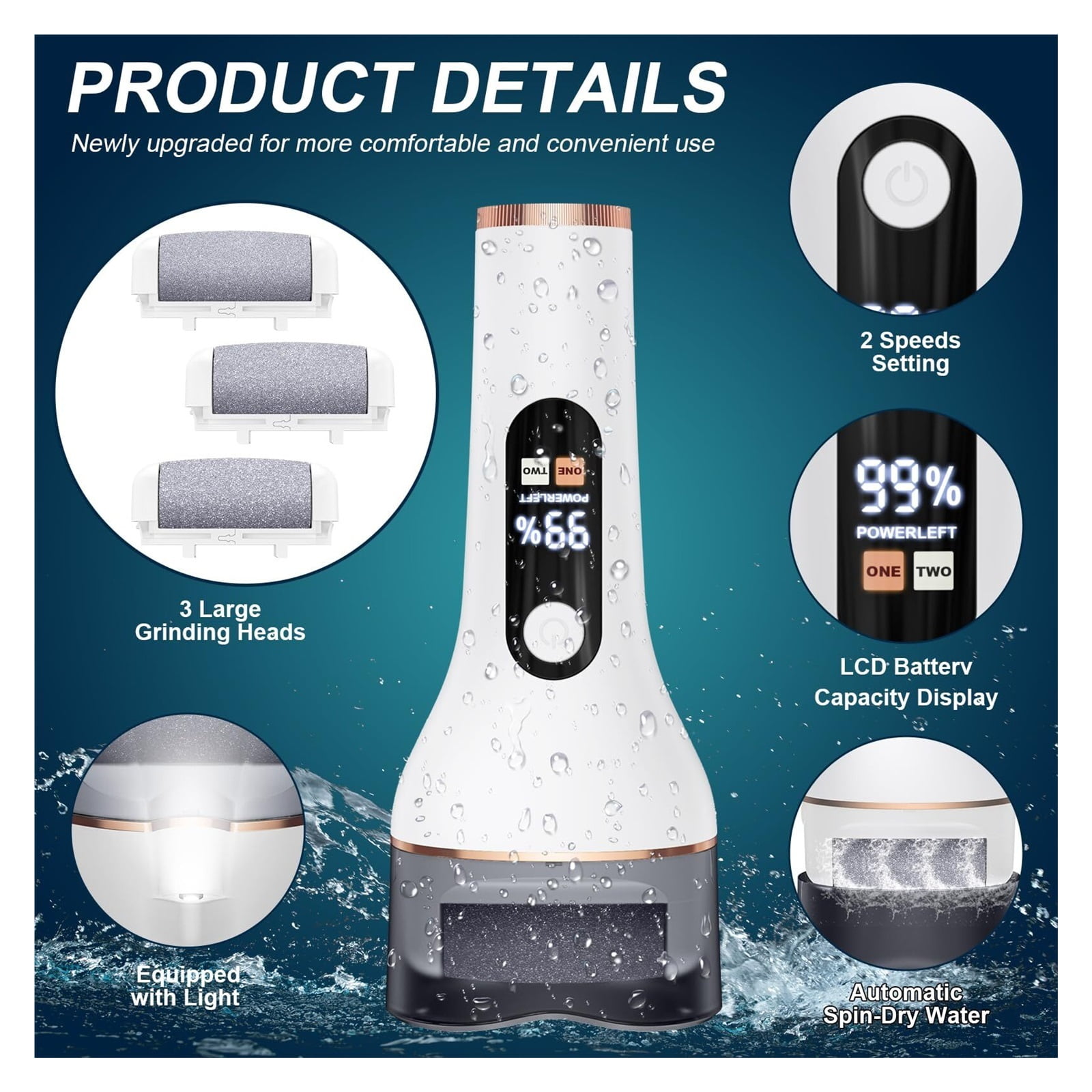 Electric Callus Remover for Feet Rechargeable Portable Electronic Foot File Pedicure Tools 16 In 1 Foot Callus Remover Kit Foot Scrubber Professional Foot Care To Remove Dead Skin Hard Skin Dry Cracks