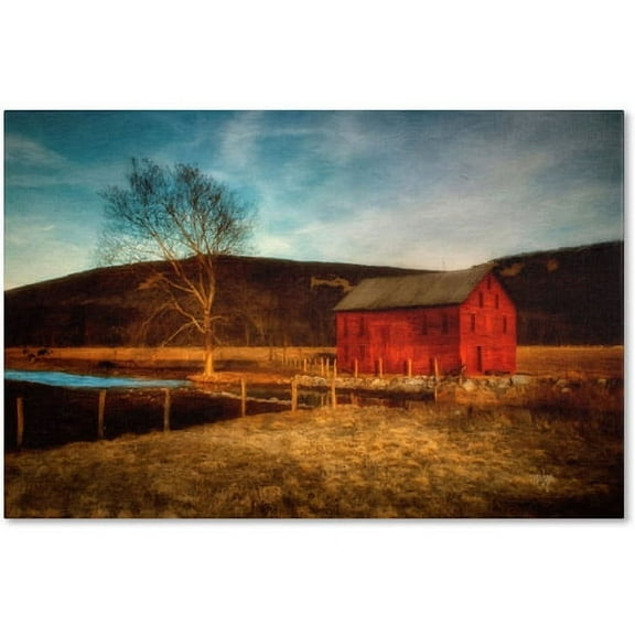 Trademark Fine Art "Red Barn at Twilight" Canvas Art by Lois Bryan