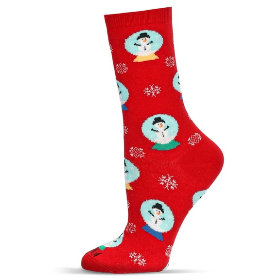 MeMoi Women's Snow Globes Holiday Crew Socks - Womens - Female, 9-11, Red