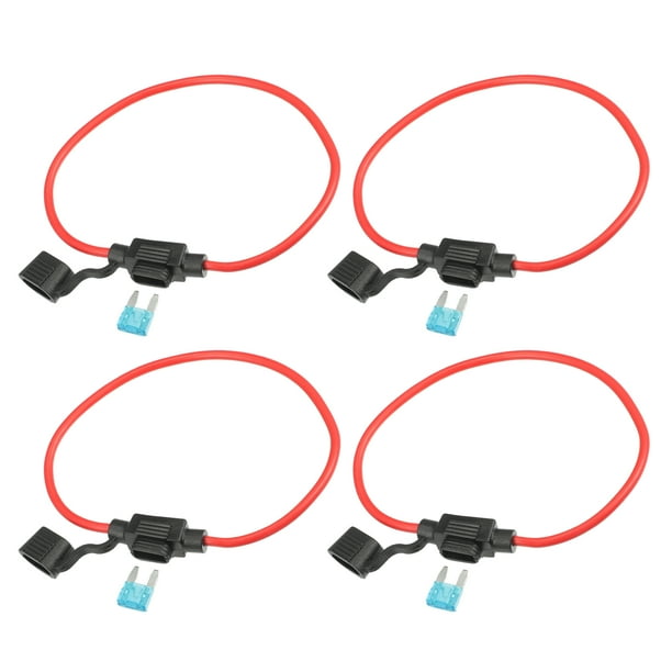 Juego de 4 portafusibles en línea DC 32V calibre 12 para coche en línea estilo mini cuchilla con fusibles de 15A