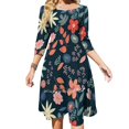 thumbnail image 1 of Vestido acampanado de jardín nocturno, vestido de cuello cuadrado, elegante vestido estampado de moda femenina, patrón floral, flores de la naturaleza, colorido rojo, 1 of 6