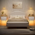 thumbnail image 2 of Pinmoco Set of 2 Tall Nightstand, 2 Drawers LED Bedside Tables with Charging Station and Top Fences, White & Oak, 2 of 9