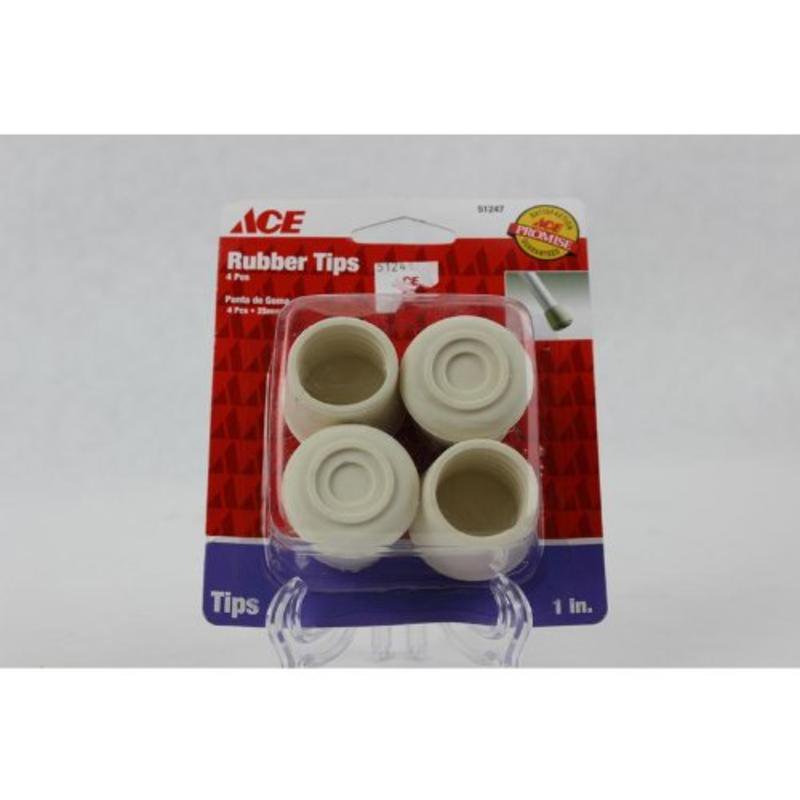 Rubber Furniture Leg Tip Protector, 1", White, 4Pk Ace Furniture Leg Tips 51247