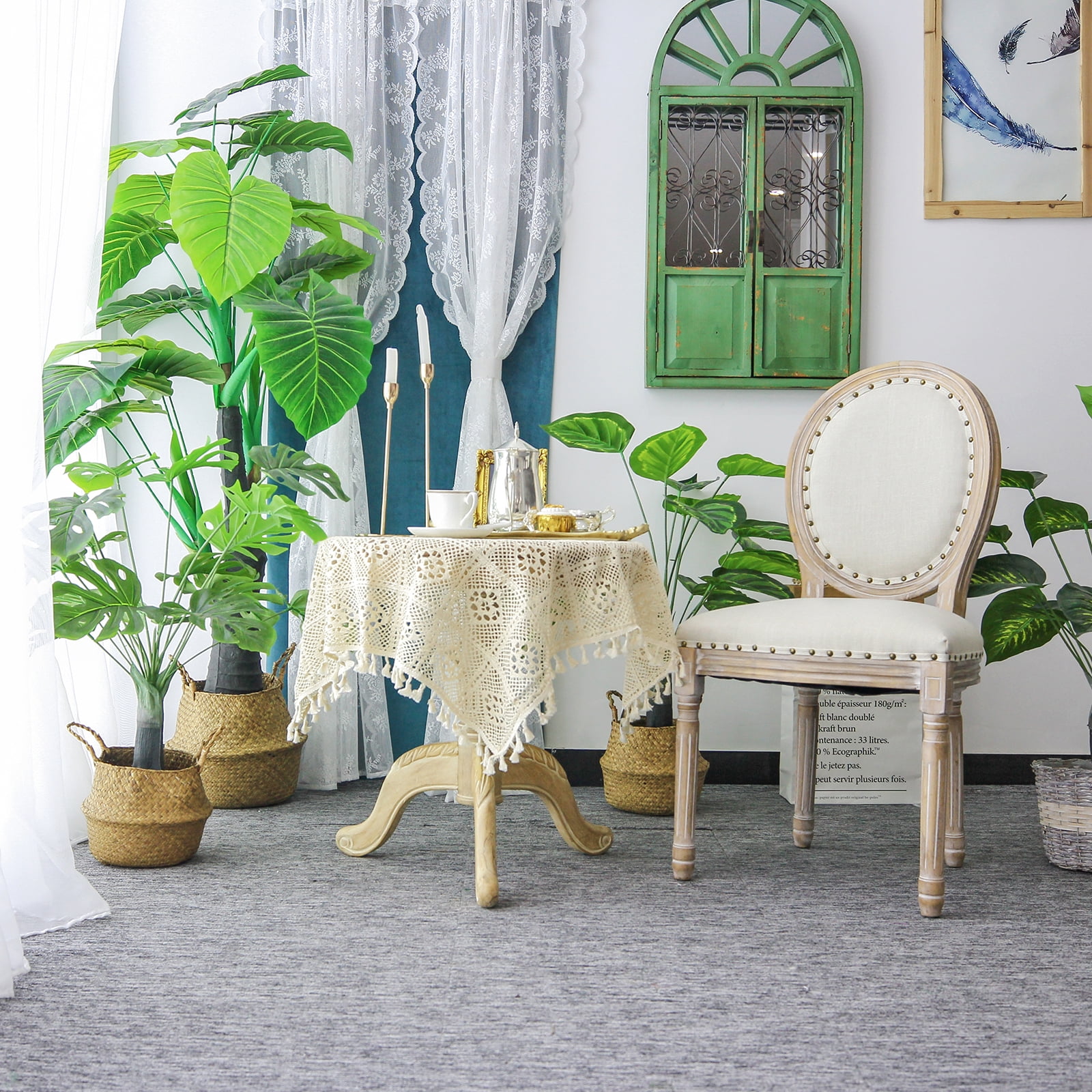 Lapalife Crochet Square Tablecloth Doilies Lace Table Covers,Beige