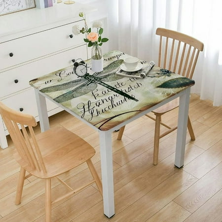 

Facannap Dragonfly Leaves Square Table Cover Oil Resistant Wear Resistant Reusable Desktop Protection 100% Polyester Fiber 46*46
