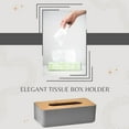 thumbnail image 4 of Gray Tissue Box Cover with Elegant Bamboo Top, 4 of 7