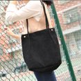 thumbnail image 2 of Yingyy Sacs en Velours Côtelé pour Femmes Sac à Bandoulière Léger Réutilisable Grande Capacité Sacs de Courses Rétro Sacs à Main Décontractés Sangle Renforcée Noir, 2 of 8