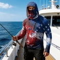thumbnail image 4 of Men's Workout Long Sleeve Fishing Hoodies UPF 50+ Sun Protection USA 250th Anniversary Flag Print Dry Fit Sun Shirt, 4 of 4