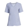 thumbnail image 5 of ClimateRight by Cuddl Duds Scrubs Women’s and Women's Plus Zip Neck Woven Tulip Hem Top, 5 of 5