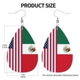 thumbnail image 3 of Faux Leather Teardrop Earrings America Mexico Flag Printed Dangle Earrings Lightweight Drop Earrings, 3 of 6