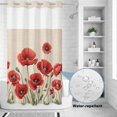 thumbnail image 2 of No Hook Shower Curtain, Red Poppy Shower Curtains for Bathroom with See Through Top Window, Spring Summer Farmhouse Flowers Rustic Burlap Waterproof & Washable Bath Curtain Narrow 54"x78", 2 of 9