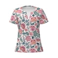 thumbnail image 3 of Naloa Flower Leaves Print T-Shirts Short Sleeve V Neck Tees for Women Fashion Tops Trendy Lightweight Soft Casual Summer Outfits Clothes, 3 of 5