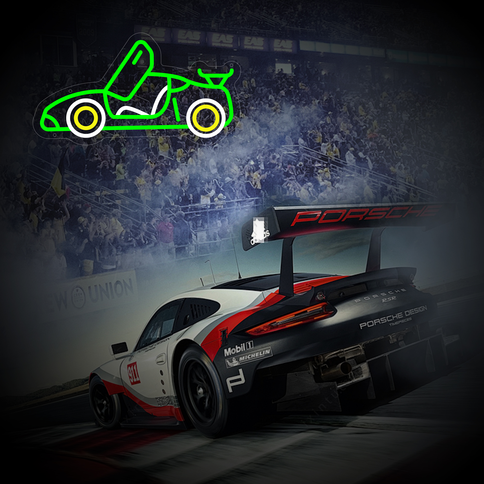 Sports Car Neon Sign for Wall Decor, Racing Car Led Signs, Dimmable Neon Light Sign for Game Room, Bedroom, Living Room, Bar Decoration, USB Powered Light Up Signs for Man Cave