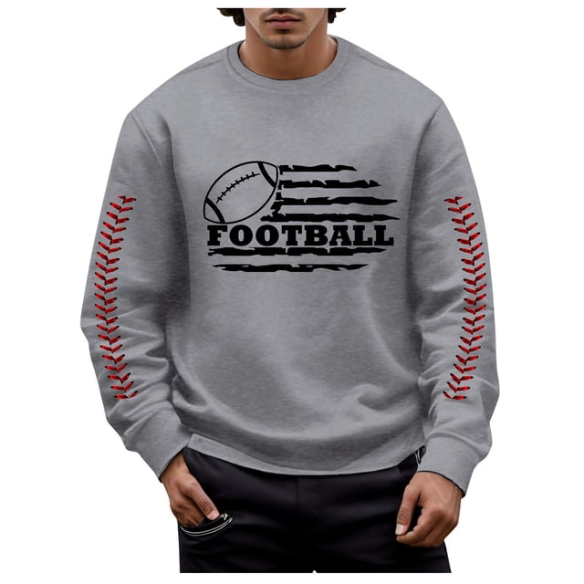 Chandail en Molleton à Col Rond Imprimé Rugby Automne Hiver pour Hommes, Chaud et Confortable, Mode Sans Capuche, Chandail Décontracté