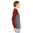 thumbnail image 3 of The Bella + Canvas Mens Long Sleeve T-Shirt Deep Heather/ Cardinal - XL, 3 of 6