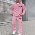 thumbnail image 2 of Men's City Letter Print Hoodie Set Oversized Multiple Fashion Styles Sweatsuits Comfort Soft Hoodies & Sweatpants Set (Pink, S), 2 of 8