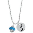 thumbnail image 1 of Delight Jewelry Silvertone Hot Blue Center Spinner Silvertone Script Initial Disc - J - Charm Necklace, 20"+3", 1 of 4