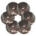 thumbnail image 5 of 6 Pcs Drink Coasters with Holder 3.94in Woven Coasters for Drinks Christmas Snowman Coaster Set for Protection Table, 5 of 7