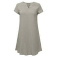 thumbnail image 4 of JUNWELL Chemises en Coton et Lin pour Femmes en Liquidation Robes d'Été Amples Col en V Manches Courtes Habillées, 4 of 6