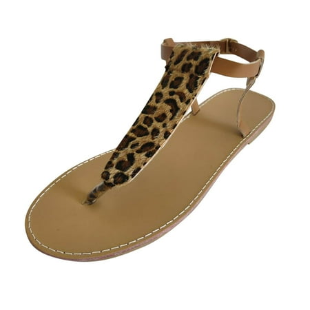 

Clearance VerPetridure Women s Sandals Summer Casual Flat Large Size Shoes Leopard Print Flip Flop Sandals