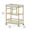 thumbnail image 2 of aboxoo Bar Cart 3 Tiers Removable Storage Tray with Wine Rack & Basket Tier,Rolling Beverage Cart,Mobile Bar Serving Cart with Handle, White Marble Wood and Gold Frame Home Kitchen Shelf for Party, 2 of 9