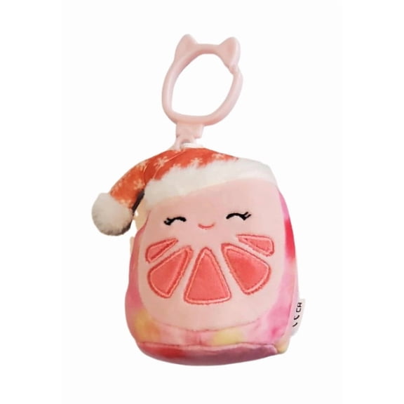 Squishmallows 3.5" Clip-On Christmas Kaldette the Grapefruit with Hat