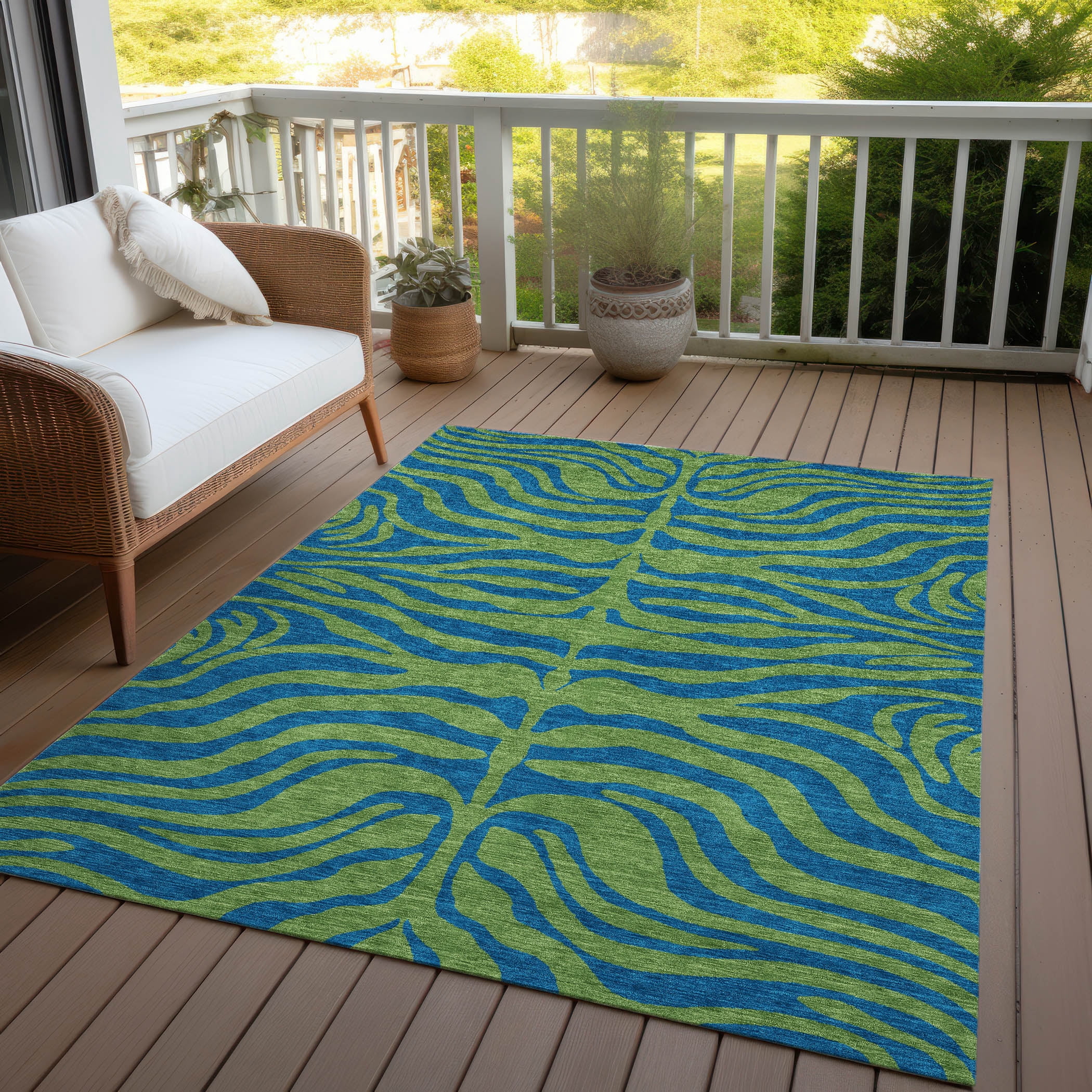 Addison Rugs Chantille Indoor/Outdoor Transitional Animal Print Green Washable Rectangle Rug, 9' x 12'