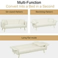 thumbnail image 2 of 70” Velvet Futon Sofa Bed, Modern Loveseat Bed with 2 Pillows, Adjustable Armrests and Metal Feet, Convertible Sleeper Bed for Living Room, Bedroom, Guest Room, Beige, 2 of 8