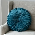 thumbnail image 3 of Velvet Round Decorative Pillow for Couch 15-Inch (Dark Teal), 3 of 7