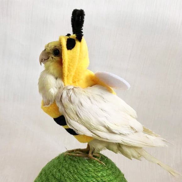 WASHWEPE 1Set Pet Bird Costume Yellow Cloth Small Parrot Clothing for Autumn and Winter Design 4.7x3.1x1.6in