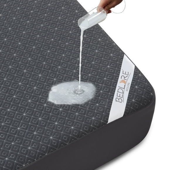 BEDLORE Waterproof Twin Size Mattress Protector, Breathable Mattress Cover with 6"-18" Deep Pocket, Soft Bed Protector Machine Washable (Charcoal Grey)