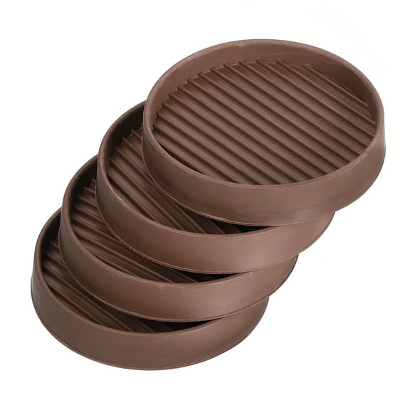 Chair Leg Floor Protectors, 4 Pack 3" - Rubber Round Non-Slip Furniture Pads for Hardwood Floors, Couch (Brown)
