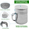 thumbnail image 4 of Powdered Sugar Shaker Duster with Handle, SENHAI 2pcs Stainless Steel Powder Shakers for Sugar Pepper Cinnamon Powder Flour with Printing Molds Stencils - Fine & Large Mesh, 4 of 9