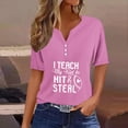 thumbnail image 1 of Fiudx Ofertas Flash Del Día Blusa de Manga Corta con Estampado de Moda para Mujer, Camiseta con Cuello En V, Tops Informales con Botones, 1 of 4