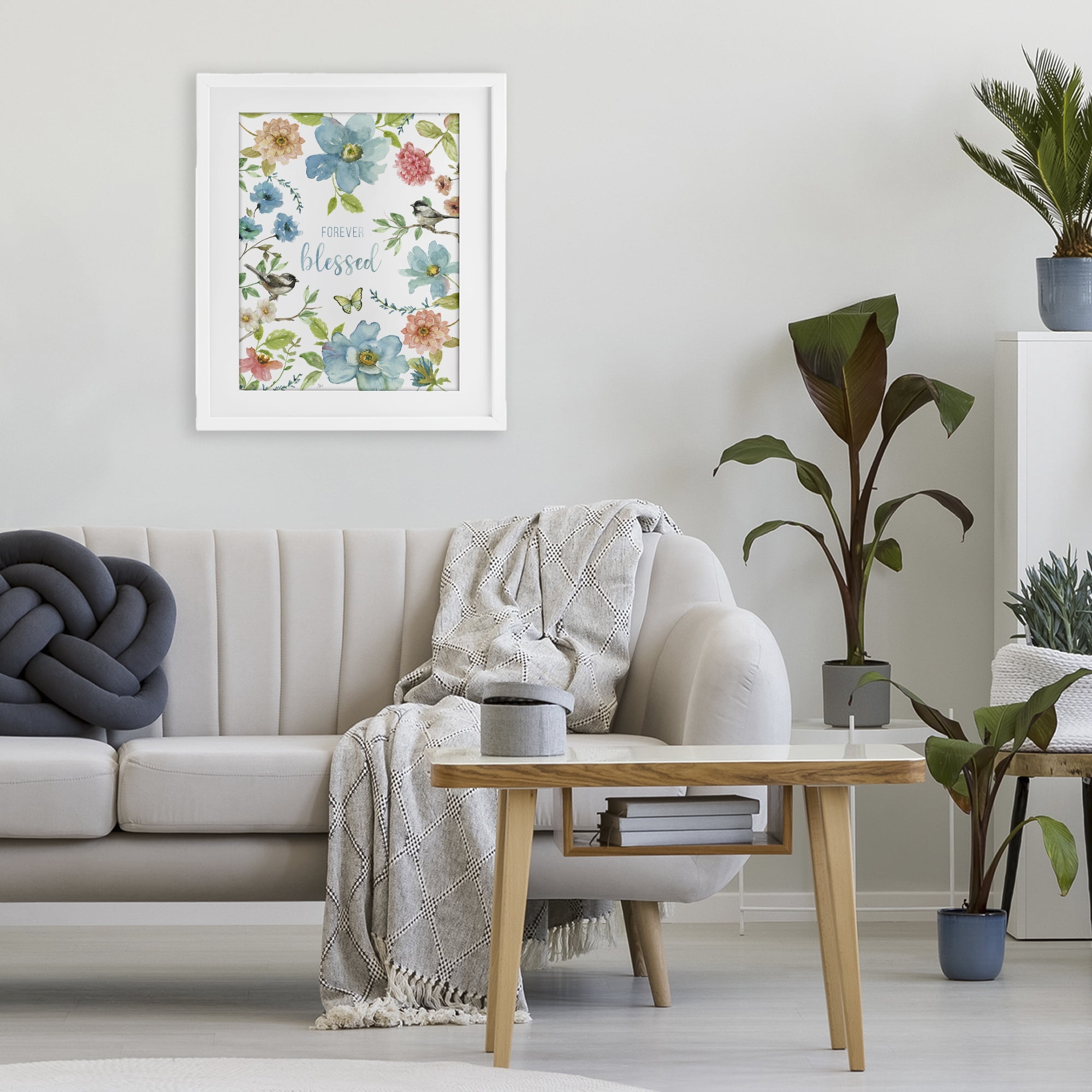 Stupell Industries Forever Blessed Pink & Blue White Framed Print Under Glass, design by Nan
