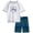 White/Blue Shark, variant on iXtreme Boys Rash Guard Set - 2 Piece UPF50 Quick Dry Short Sleeve Swim Shirt & Swim Trunks for Boys