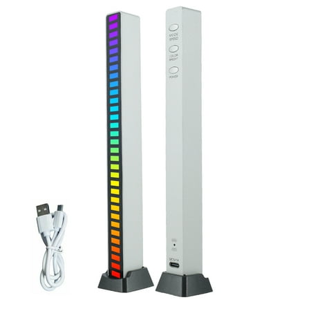 

Voice-Activated Pickup Rhythm Light 32 Bit Music Level Indicator with RGB Music Sound Control Audio Spectrum RGB Light LED Display Rhythm Pulse Colorful Sound Control Ambient Light Car Desktop