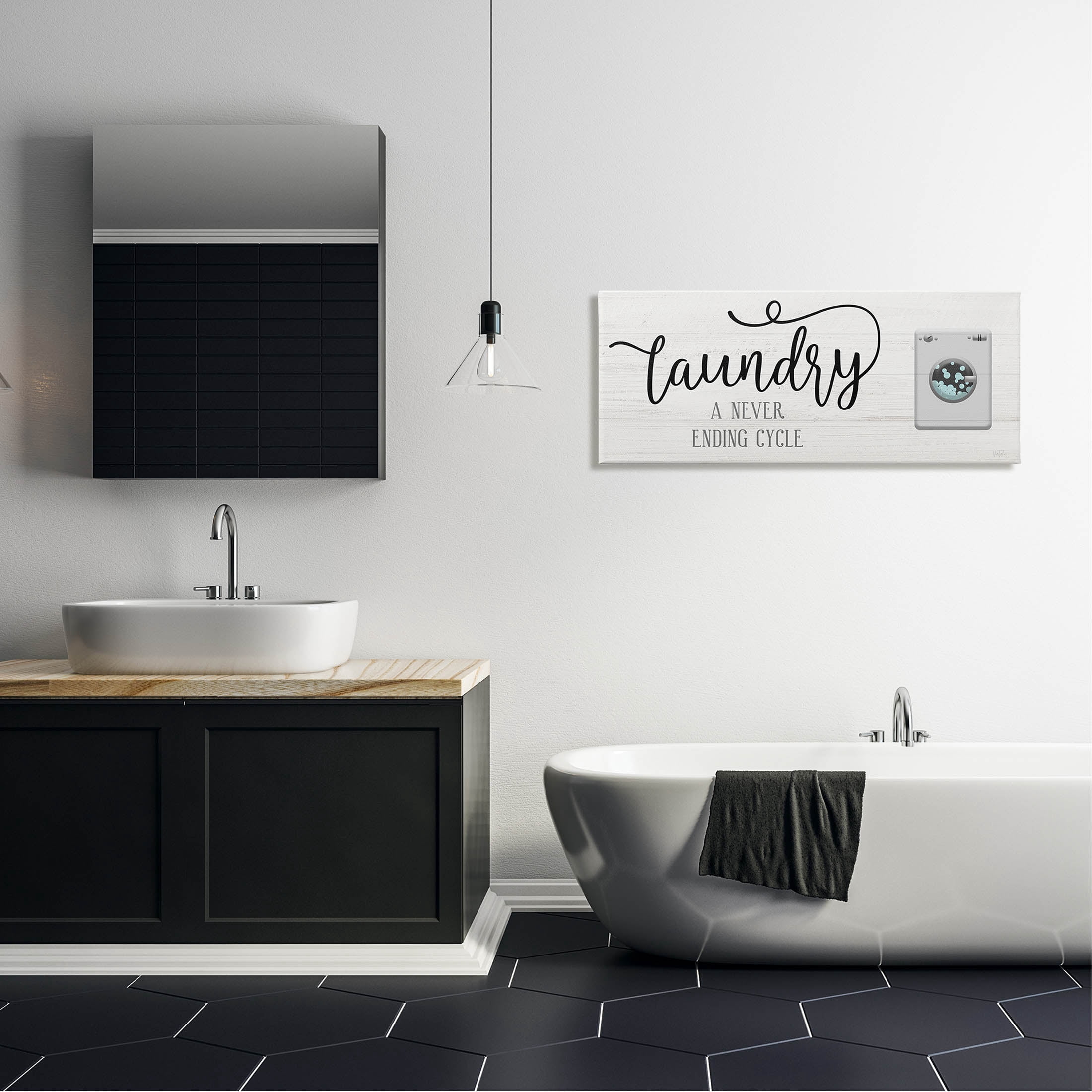 Laundry Never Ending Cycle Funny Typography Graphic Art Gallery Wrapped Canvas Print Wall Art