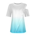 thumbnail image 4 of Womens Cold Shoulder Tops 2025 Summer Trendy Gradient/Solid Color Dressy Casual T-Shirts Crewneck Ladies Going Out Tunic Blouses, 4 of 6