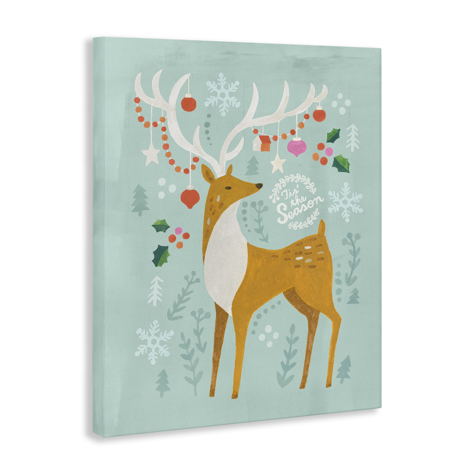 Stupell Industries Tis The Season Reindeer Holiday Painting Gallery Wrapped Canvas Art Prints Wall Art, 30 x 40