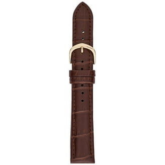 Brown Cowhide Leather Watch Strap - 18mm Width With Stitching & Wide Underlay