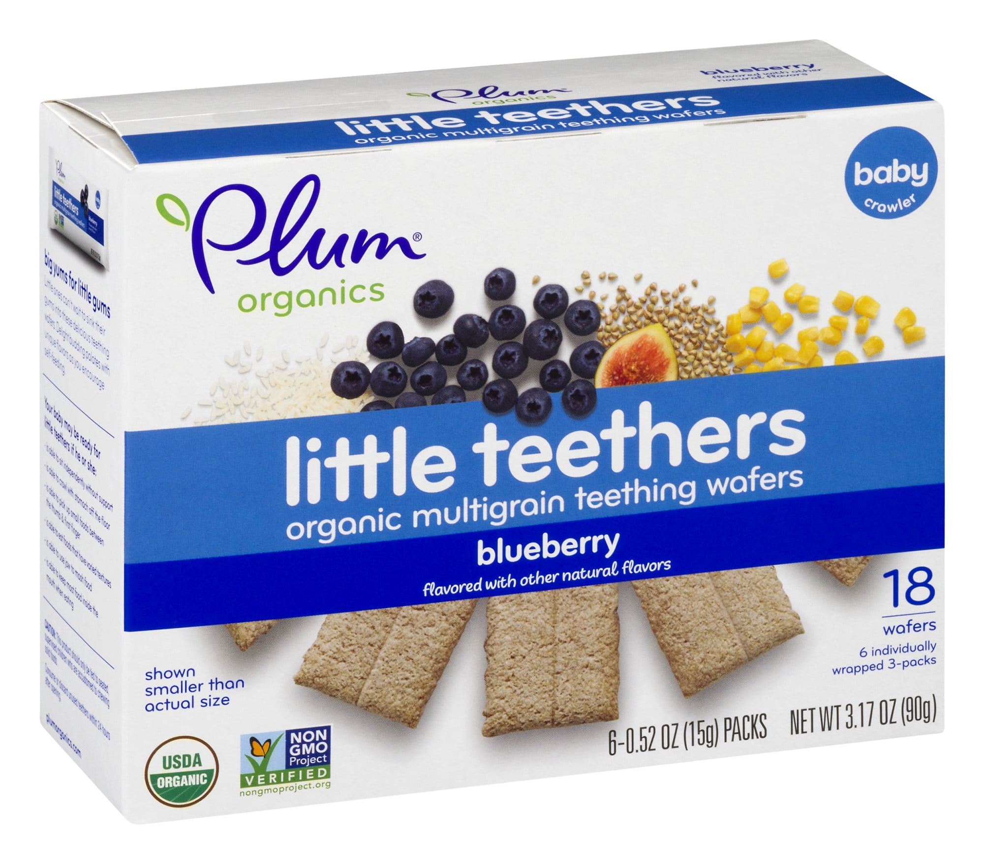 Plum Organics Little Teethers Baby Teething Wafers Blueberry 3 17oz 6 Packs Of 6 Total Of 36 Walmart Com
