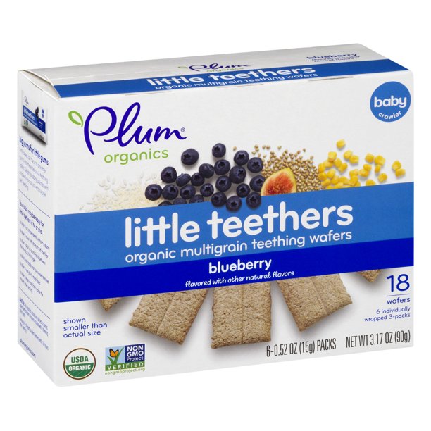 Plum Organics Little Teethers, Baby Teething Wafers, Blueberry, 3.17oz