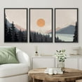 thumbnail image 2 of Wall26 Framed Prints Canvas Wall Art Set of 3 Pastel Pine Tree Forest Mountain Range Lake Nature Wilderness Landscape Decoration Multicolor Modern Home Wall Decora - Black 24"x36"x3, 2 of 5