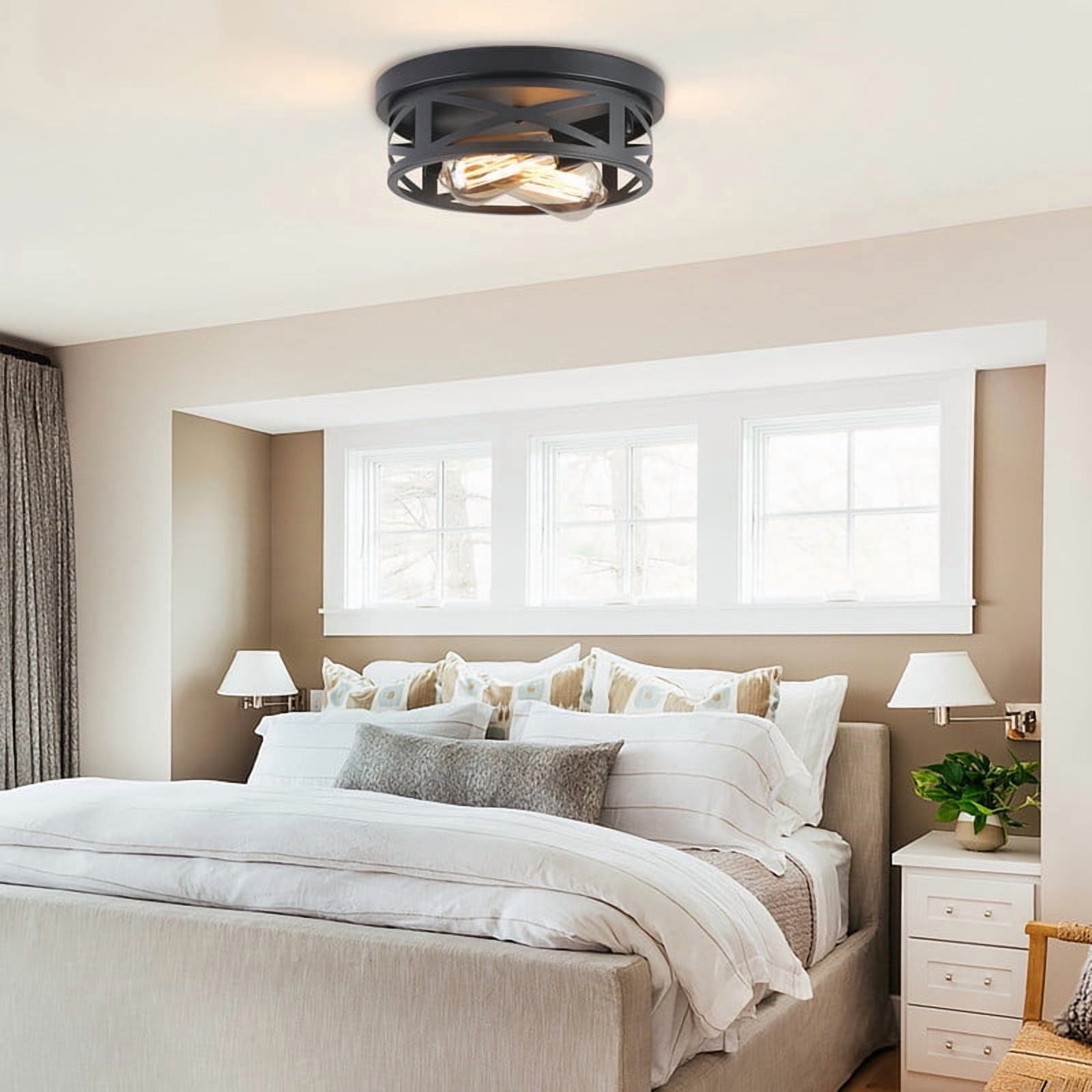 GCGAFUL Farmhouse Black Flush Mount Ceiling Light, 2-Pack photo 7