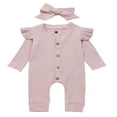 thumbnail image 1 of Baby Girls Button Solid Color Cotton Romper Top Outfits, 1 of 5