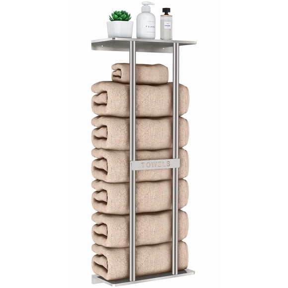 Estante de pared STWWO para toallas de baño, 30 cm, níquel cepillado