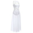 thumbnail image 2 of IBTOM CASTLE Women Lyrical Dance Dress Lace Sleeveless Leotard Sheer Flowy Long Wrap Skirt 2pcs Outfit XL White, 2 of 8